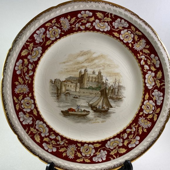 Swinnertons Staffordshire Majestic Vellum 10" Plate The Pool London 1830 - Picture 1 of 6